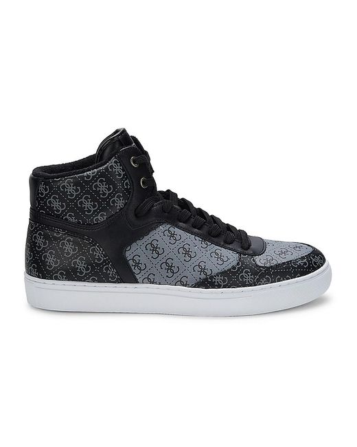 Guess Synthetic Logo Hightop Sneakers in Dark Grey (Grey) Lyst UK