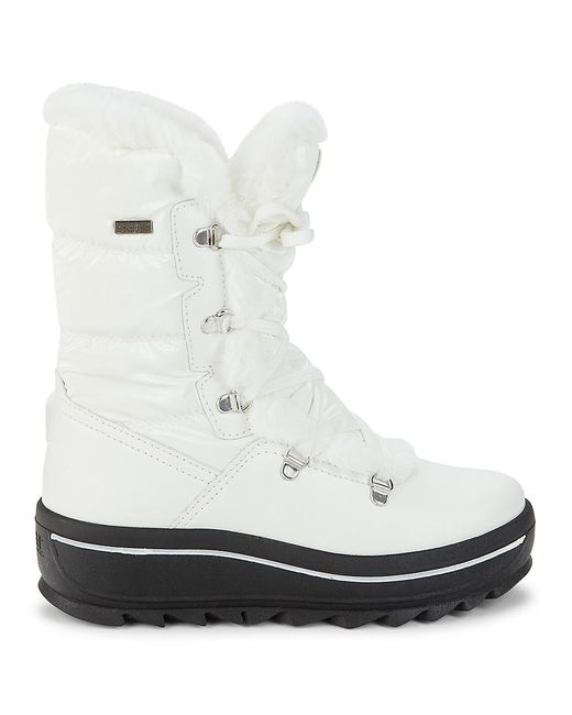 Pajar White Tarin Faux Fur Lined Mid Calf Boots