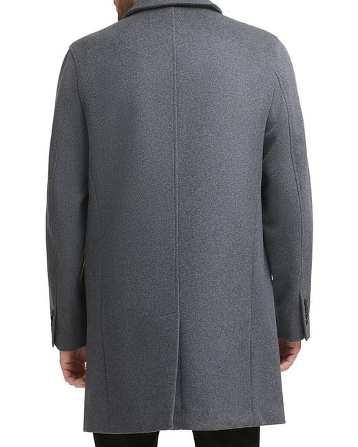 Cole Haan Black Wool-blend Notch Collar Coat for men