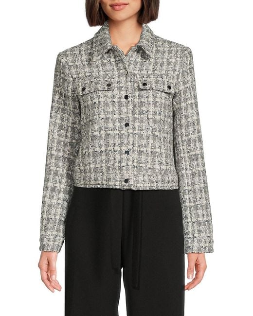 Calvin Klein Gray Tweed Trucker Jacket