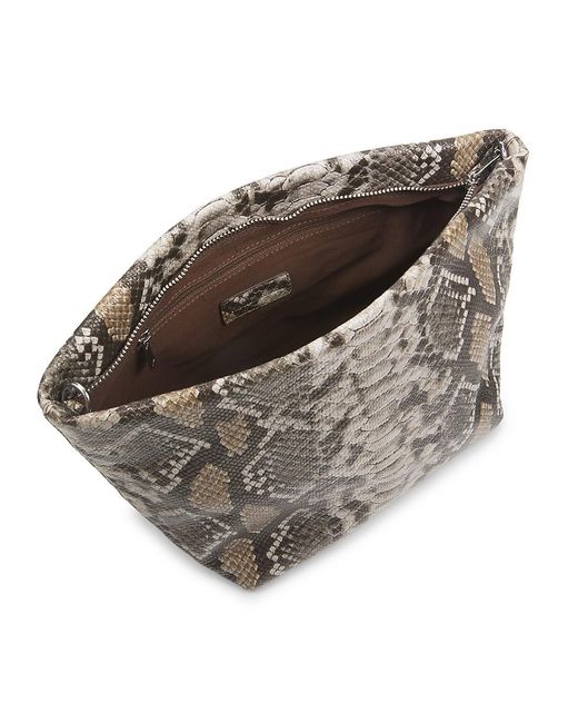 Walter Baker Gray Callie Snakeskin Print Leather Shoulder Bag