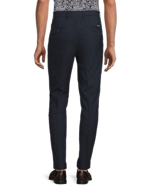 Scotch & Soda Solid Slim Dress Pants in Blue for Men