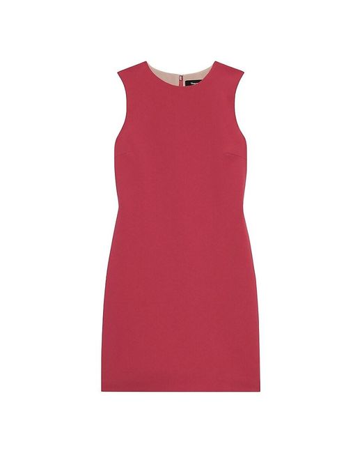 Theory Red Crepe Shift Minidress