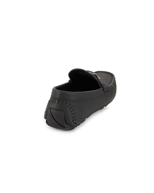 Guess Black Moc Toe Logo Penny Loafers for men