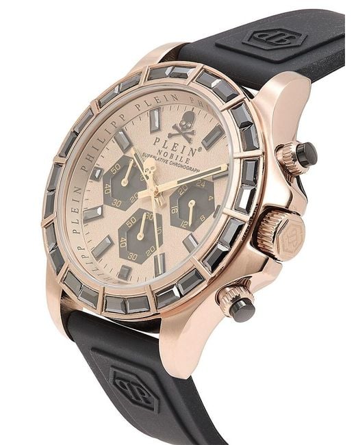 Philipp Plein Natural Nobile Racing 43mm Ip Beige Stainless Steel & Silicone Chrono Watch for men