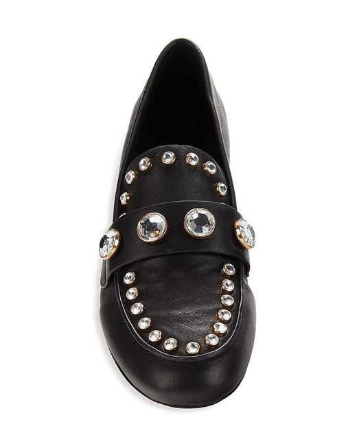 Karl Lagerfeld Black Avah Studded Crystal Loafers