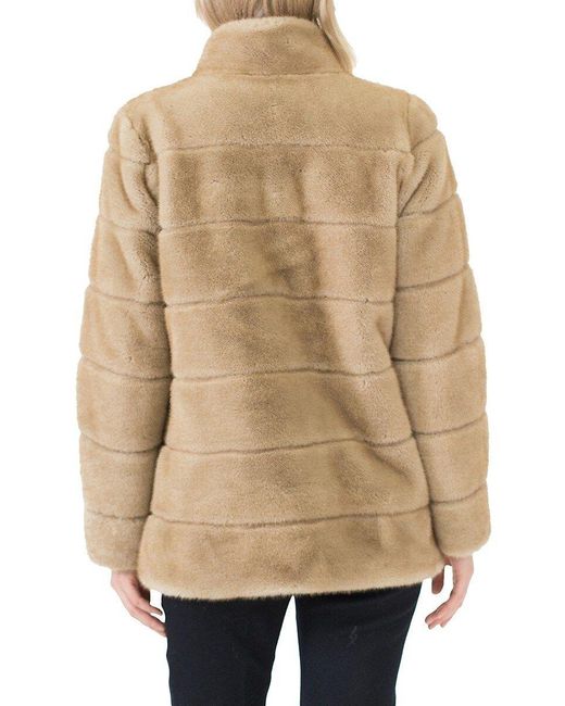 Belle Fare Channeled Faux Fur Coat In Natural | Lyst