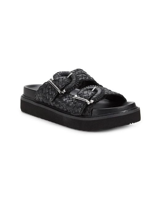Marc Fisher Metallic Auggie Woven Leather Slide Sandals