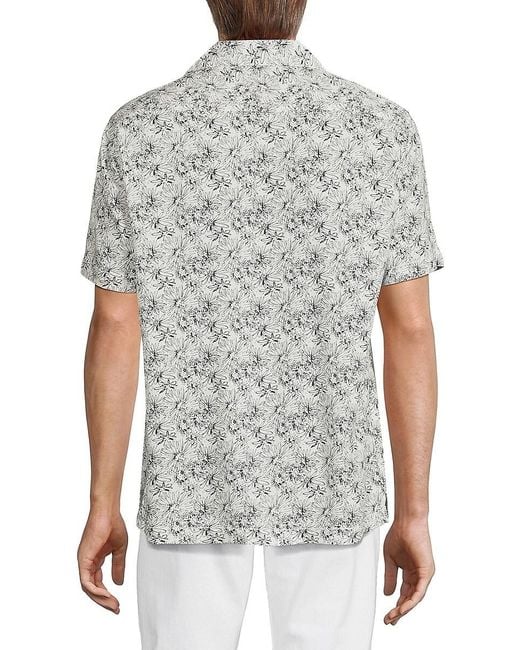 Report Collection Gray Floral Camp Shirt for men