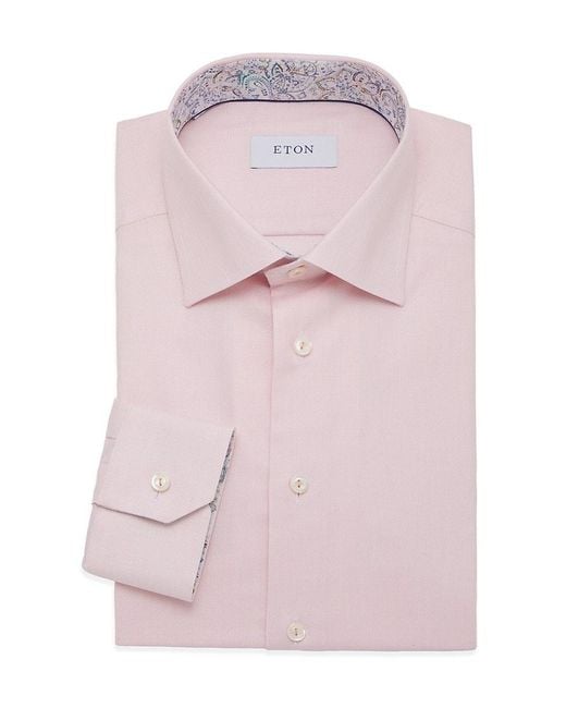 Eton of Sweden Pink Textured Cotton-Blend Dress Shirt for men