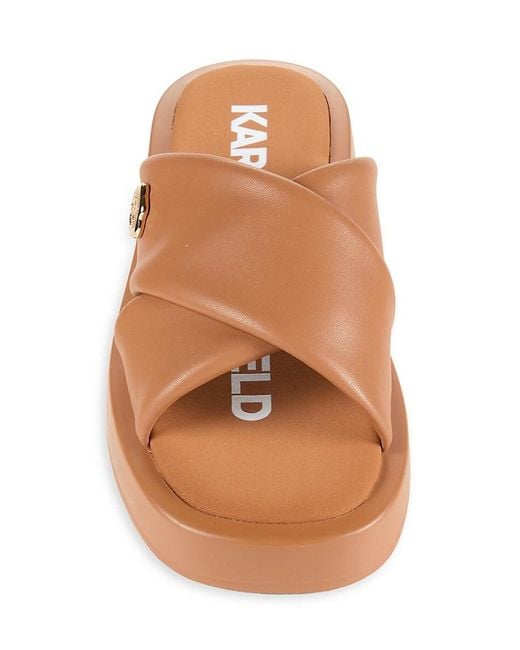 Karl Lagerfeld Brown Orli Crisscross Platform Sandals