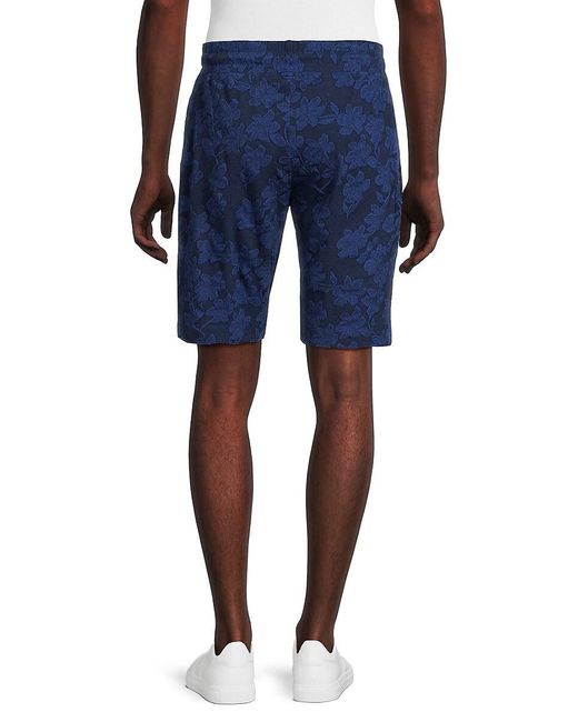 Robert Graham Blue Nielsen Floral Flat Front Drawstring Shorts for men