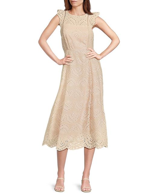 Sam Edelman Natural Schiffli A-line Midi-dress