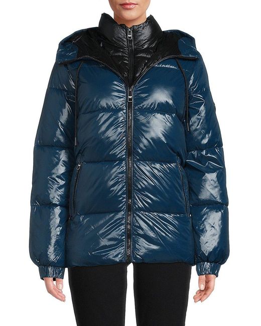 MICHAEL Michael Kors Blue Recycled Polyester Puffer Coat