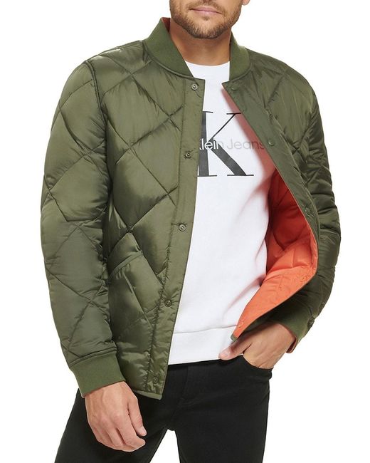 Calvin Klein Green Reversible Diamond Quilted Jacket for men