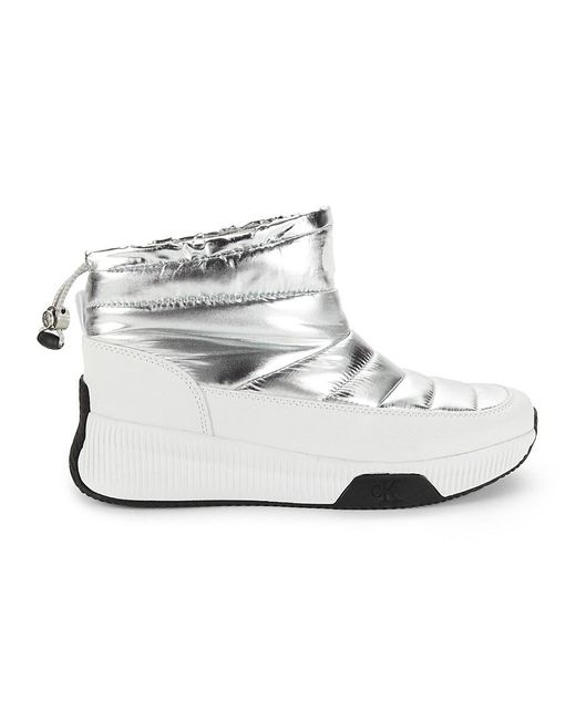 Calvin Klein White Mhyla 38Mm Metallic Quilted Snow Boots