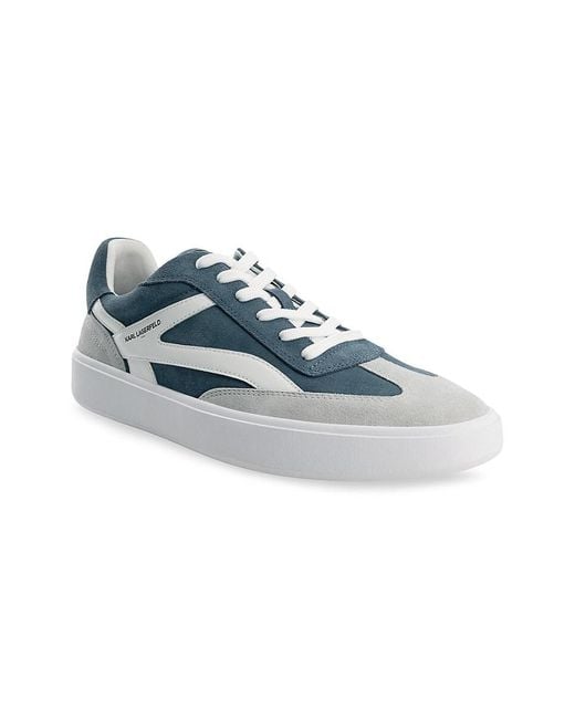 Karl Lagerfeld White Suede Side-k T-toe Low-top Sneakers for men