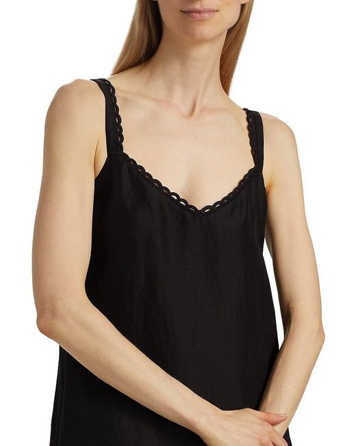 Kobi Halperin Black Aubrey Linen-blend High-low Midi-dress