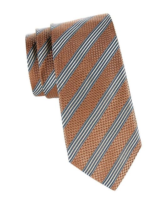 Canali White Striped Silk Jacquard Tie for men