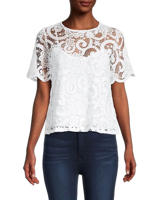 Nanette Lepore Lace Top in White | Lyst