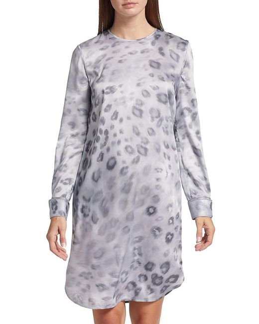 St. John Gray Collection Line Leopard-Print Satin Dress