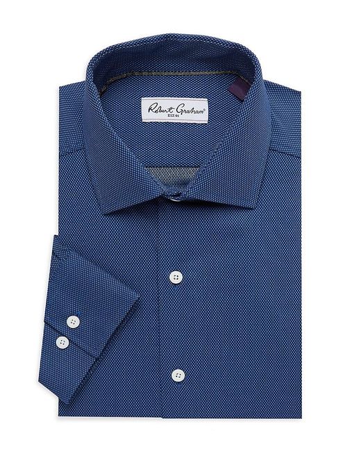 Robert Graham Blue Tailored Fit Textured Dress Shirt for men
