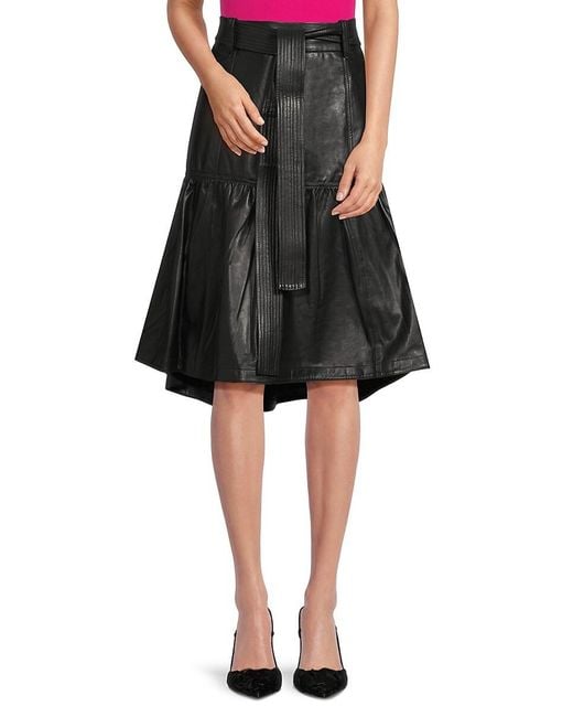 Truth Bailey Belted Leather Skirt in Black Lyst