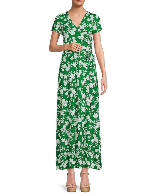 Eliza J Green Floral Wrap Maxi Dress