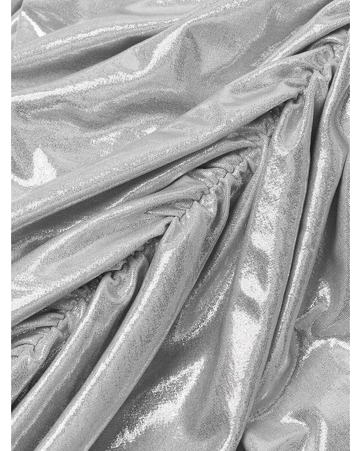 Norma Kamali Gray Diana Metallic Ruched Minidress