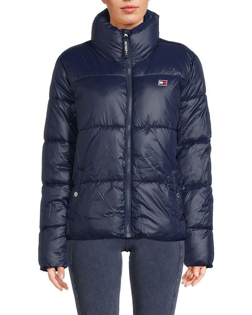 Tommy Hilfiger Blue Mid Length Puffer Jacket