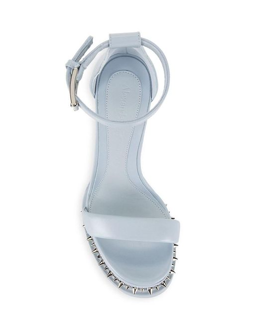 Alexander McQueen White Spiked Leather Platform Sandals