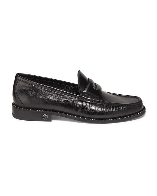 Roberto Cavalli Black Leather Penny Loafers for men