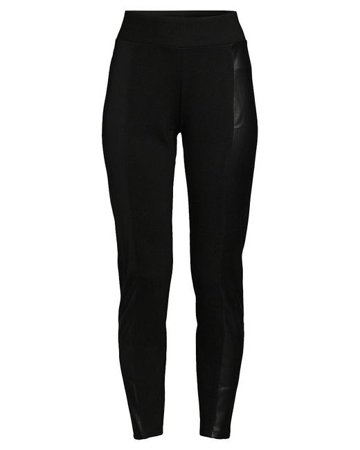 BCBGMAXAZRIA Black Faux Leather Trim Leggings