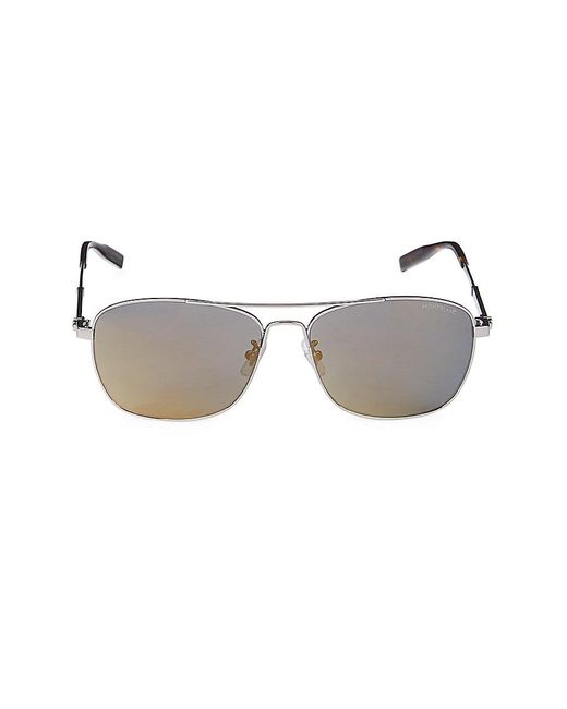 Montblanc Gray 61mm Aviator Sunglasses