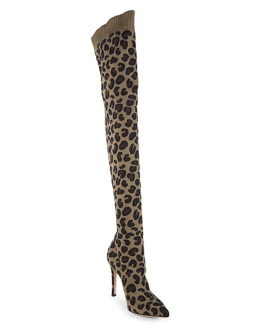 Gianvito Rossi Black 100mm Leopard-print Textile Over-the-knee Boots