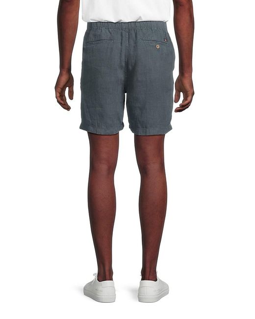 Faherty Brand Blue Linen Drawstring Shorts for men