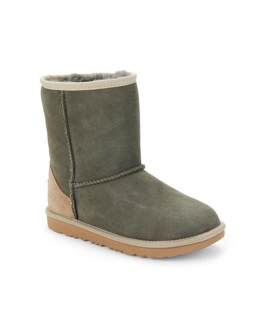 UGG Little Kids Classic Suede & Shearling Lined Boots in Green | Lyst