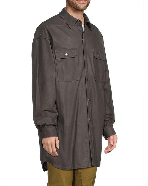 ジャケット・アウター rick owens outershirts leather Rick Owens Black Outershirt Leather Jacket Rick Owens