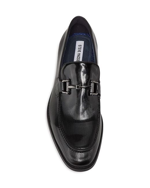 Steve Madden Black Keith Textured Bit Loafers for men