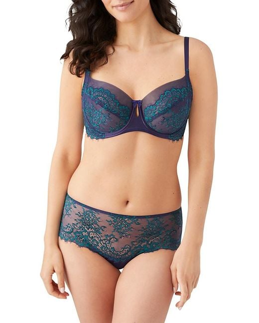 Wacoal Center Stage Lace & Satin Bra in Blue