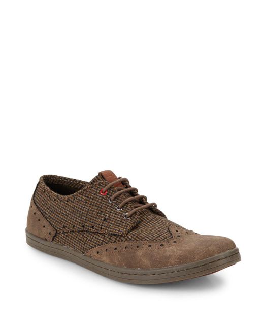 Ben Sherman Brown Nick Canvas Wingtip Sneakers for men