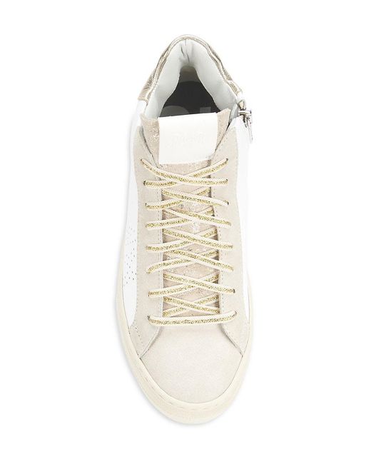 P448 White Leather Mid-Top Sneakers