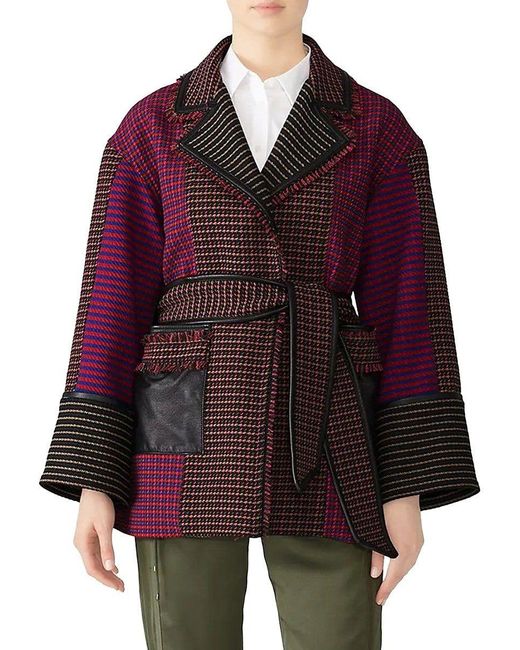 Tanya Taylor Joyce Houndstooth Coat in Red Lyst