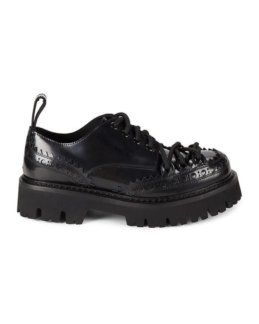 Moschino Black Chunky Oxford Leather Brogues for men