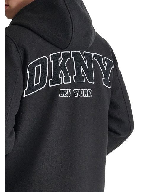 DKNY Black Long Stadium Coat for men