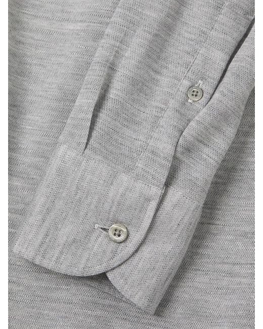 Corneliani Gray Wool-Blend Button-Up Shirt for men