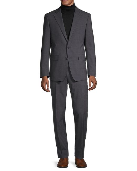 Calvin Klein Gray Slim-fit Stretch-wool Suit for men