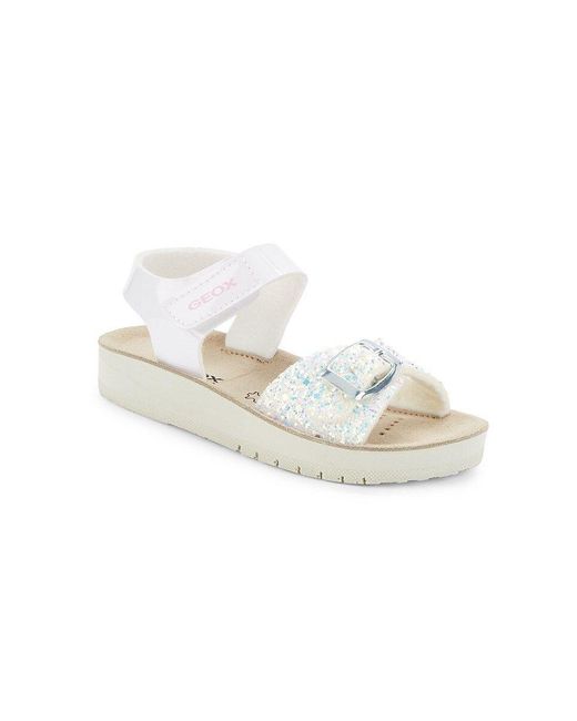 Geox Girl's Costa Glitter Touch Strap Sandals in White | Lyst