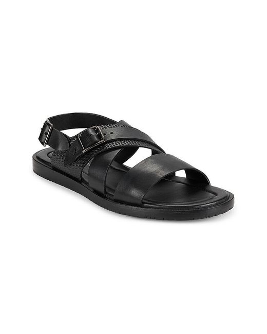 Saks Fifth Avenue Black Brennan Leather Flat Sandals for men