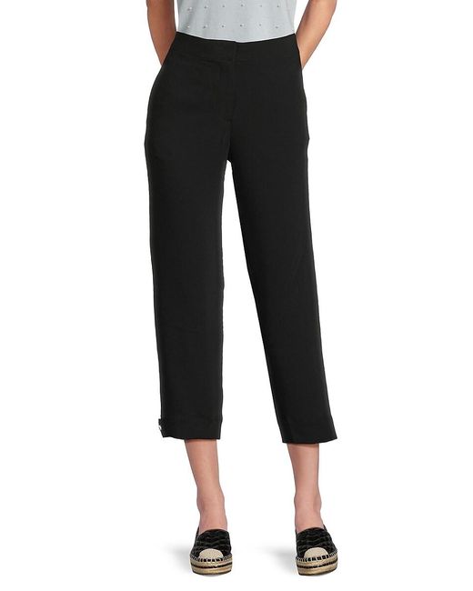 Karl Lagerfeld Black Tab-Bottom Cropped Pants